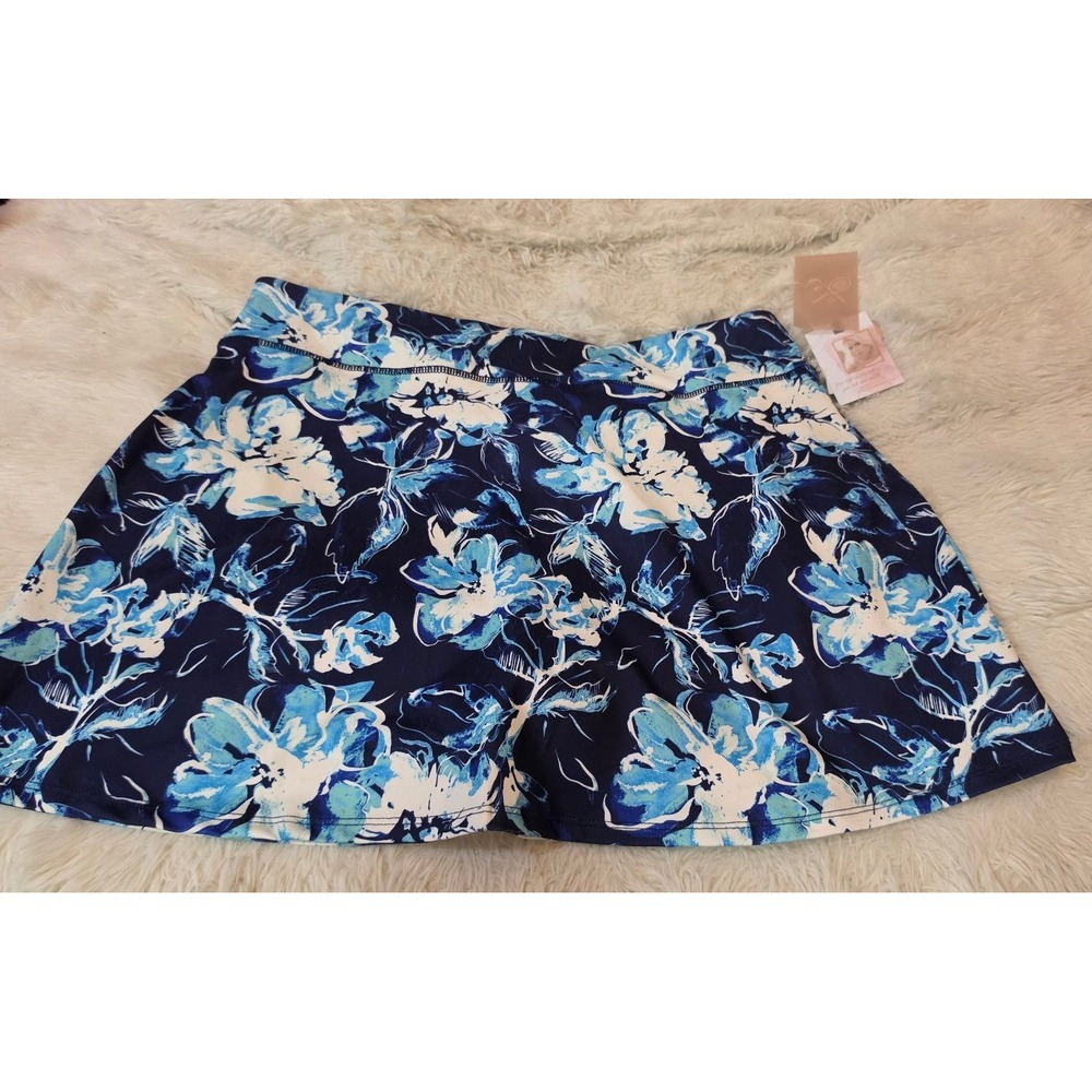 NWT Jessica Simpson "Court & Sport" Blue Floral Performance Tennis Skort - XL